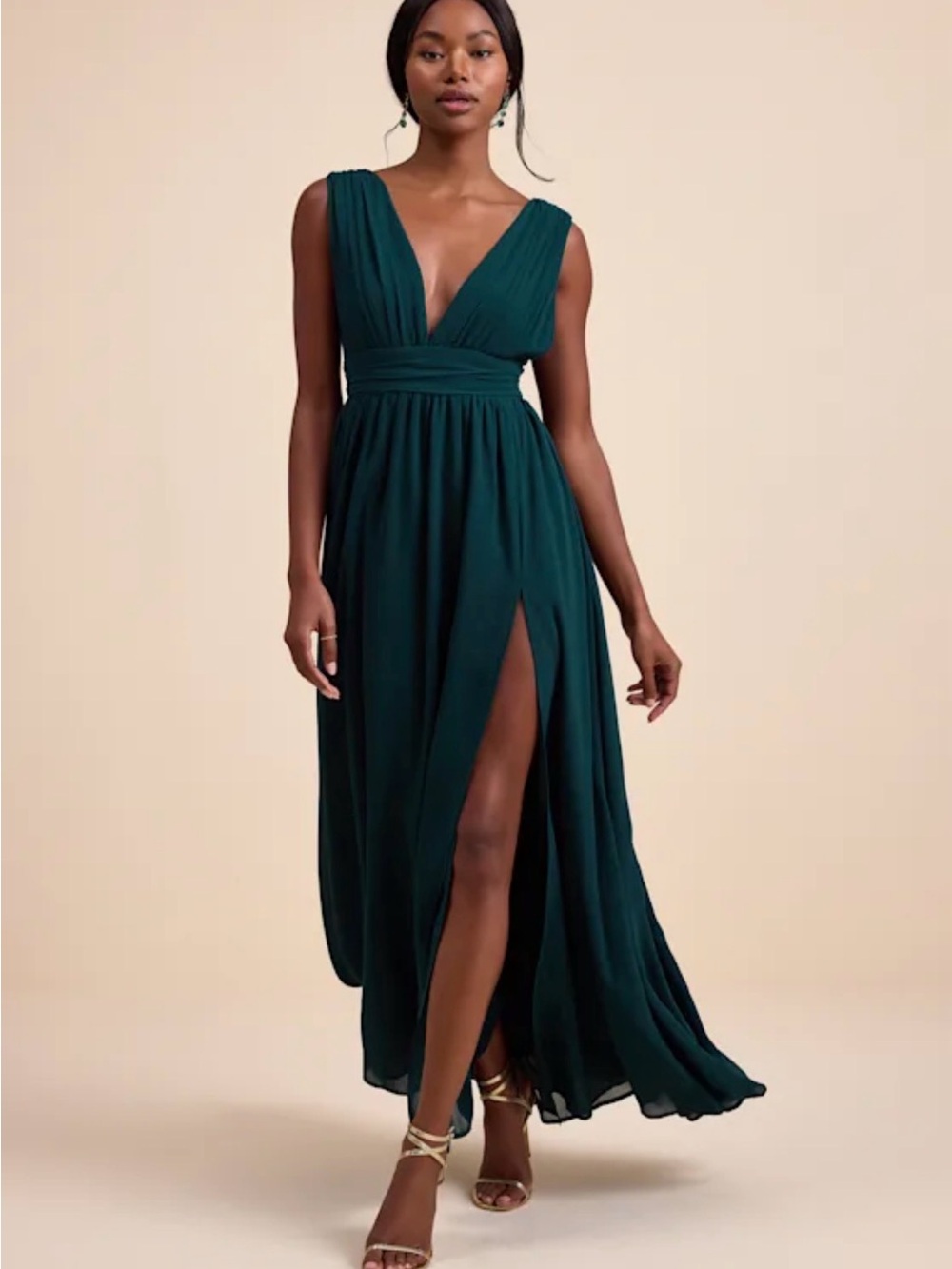 NWT Lulu’s Heavenly Hues Emerald Green Maxi Dress Small